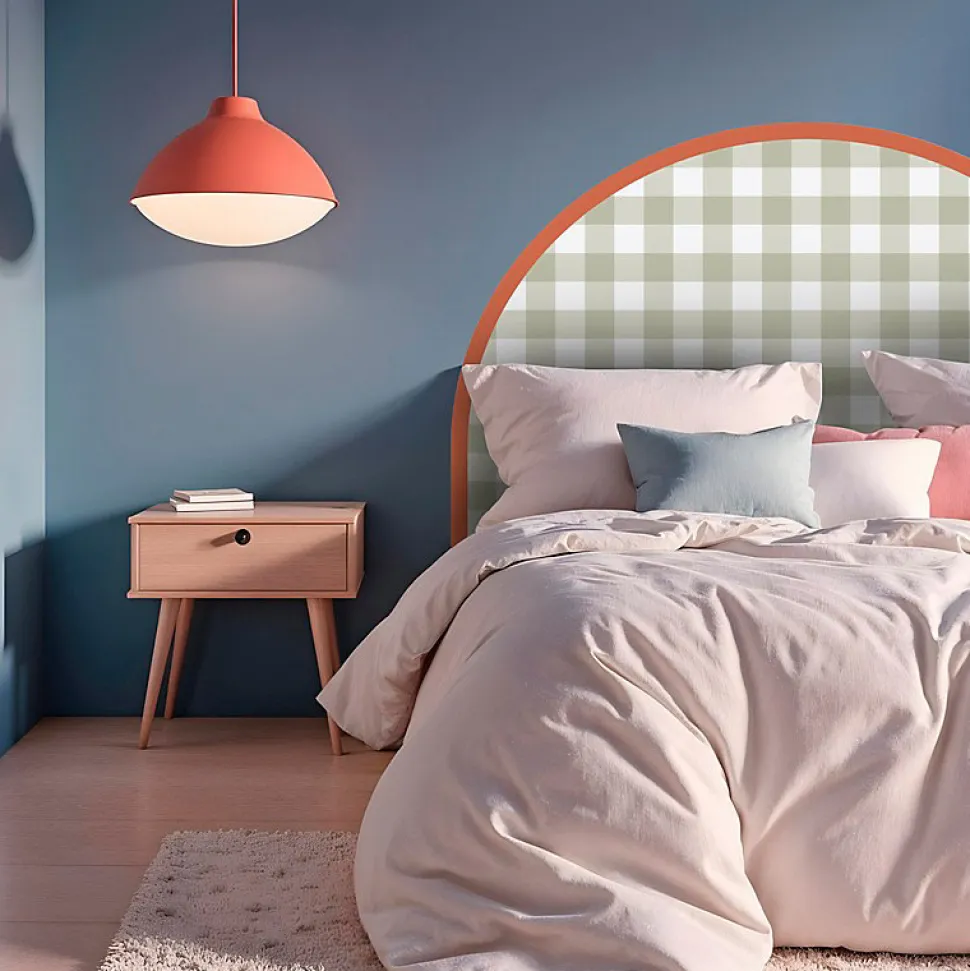 Tête de lit - Vichy - intissé 225g/m² - pré-encollé - Vert - 110x160cm