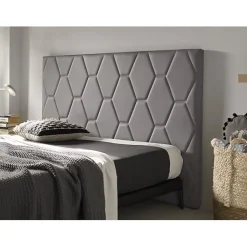Tête de lit Agata en similicuir gris pour lit 120 154x115x8. ECCOX