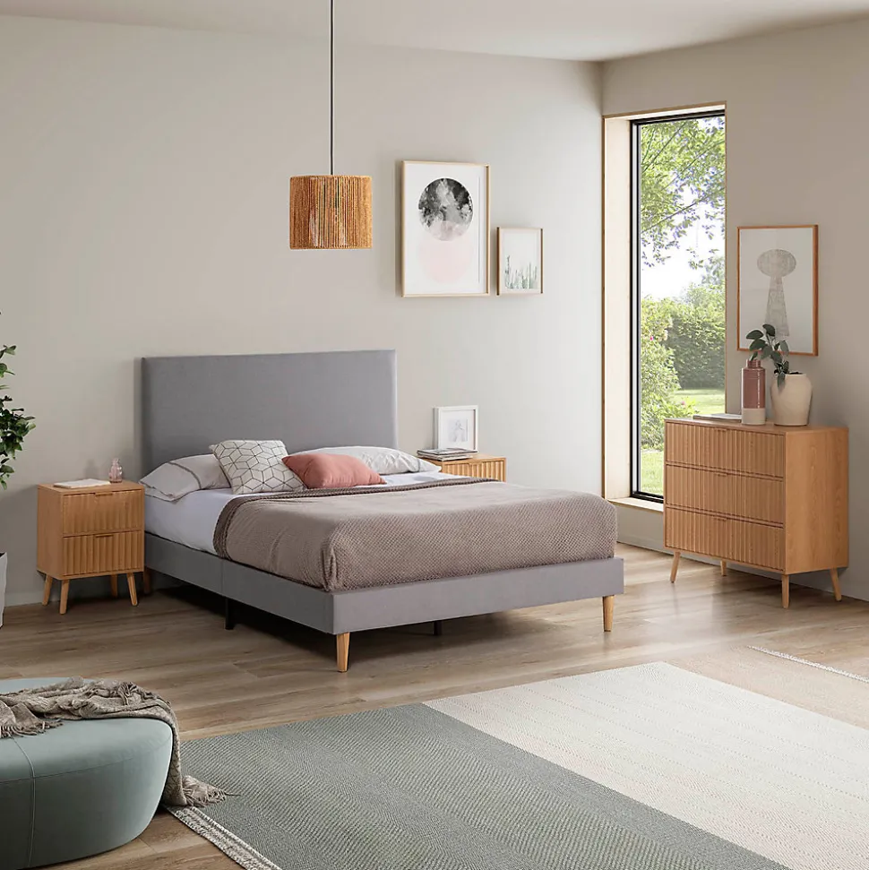 Tête de lit Aura recouverte de tissu Gris Clair 160x60 cm