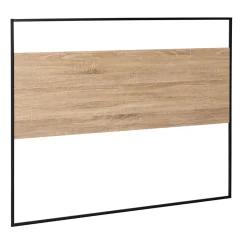 Tête de lit avec fixations murales DETROIT 145 cm bois et métal noir design industriel