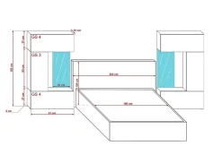 Tête de lit avec rangement Armoire - pont de lit PANAMA 1/21S/M5 chêne sonoma 345-385x159cm