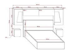 Tête de lit avec rangement Armoire - pont de lit PANAMA 11HG/W/2-1B blanc/blanc brillant 282x91x35cm