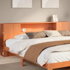 Tête de lit avec rangement cire marron 180cm bois massif de pin vidaXL