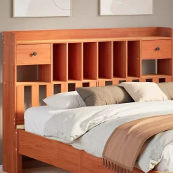 Tête de lit avec rangement cire marron 160cm bois massif de pin vidaXL