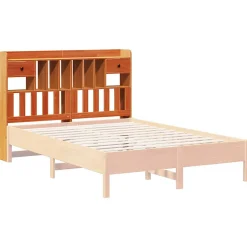 Tête de lit avec rangement cire marron 160cm bois massif de pin vidaXL