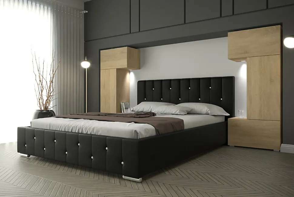 Tête de lit avec rangement Armoire - pont de lit PANAMA 3/21S/M5 chêne sonoma 282-322x159x35cm