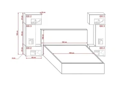 Tête de lit avec rangement Armoire - pont de lit PANAMA 3/21S/M5 chêne sonoma 282-322x159x35cm