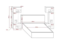 Tête de lit avec rangement Armoire - pont de lit PANAMA 3/21S/M5 chêne sonoma 282-322x159x35cm