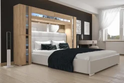 Tête de lit avec rangement Armoire - pont de lit PANAMA 14/M/S/5-1A chêne sonoma 256x184x35cm