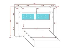 Tête de lit avec rangement Armoire - pont de lit PANAMA 14/M/S/5-1A chêne sonoma 256x184x35cm
