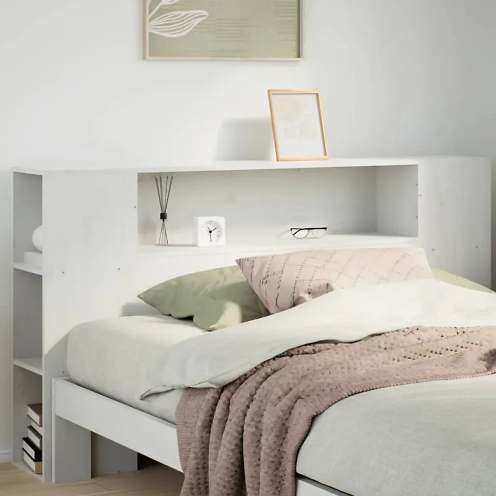 Tête de lit avec rangement blanc 160 cm bois massif de pin vidaXL