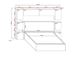 Tête de lit avec rangement Armoire - pont de lit PANAMA 13/HG/B/1-1A noir/noir brillant 256x182x35cm
