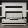 Tête de lit avec rangement Armoire - pont de lit PANAMA 4/M/W/3-1B blanc 240x223x35cm