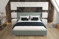 Tête de lit avec rangement Armoire - pont de lit PANAMA 13/HG/W/1-1A blanc/blanc brillant 256x182x35cm