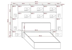 Tête de lit avec rangement Armoire - pont de lit PANAMA 7/M/W/4-1A blanc mat 323x213x35cm