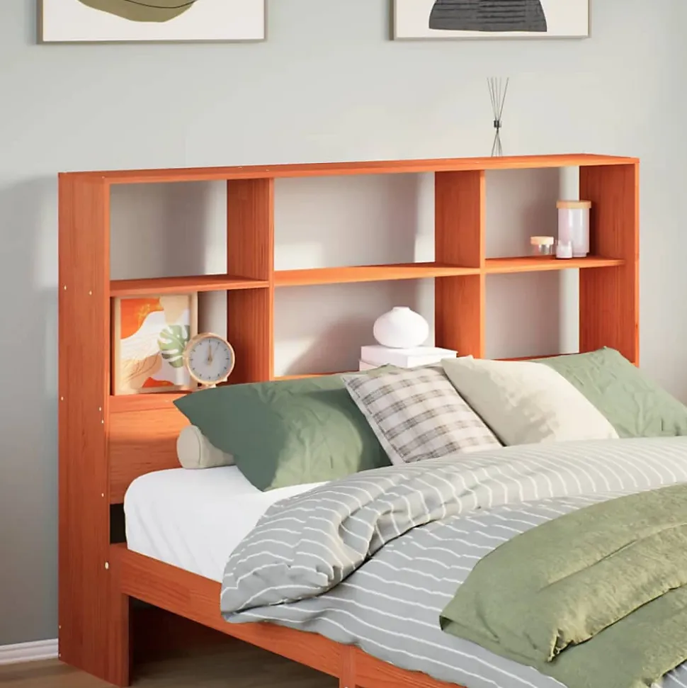Tête de lit avec rangement cire marron 160cm bois massif de pin vidaXL