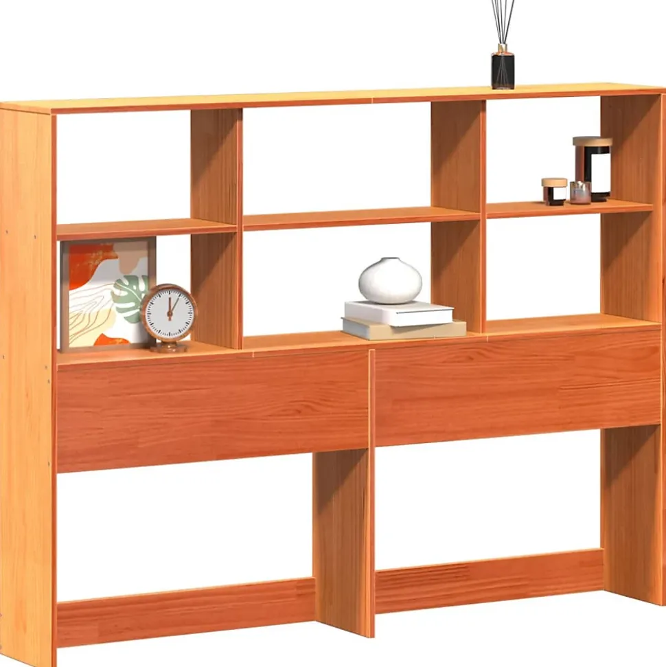 Tête de lit avec rangement cire marron 160cm bois massif de pin vidaXL