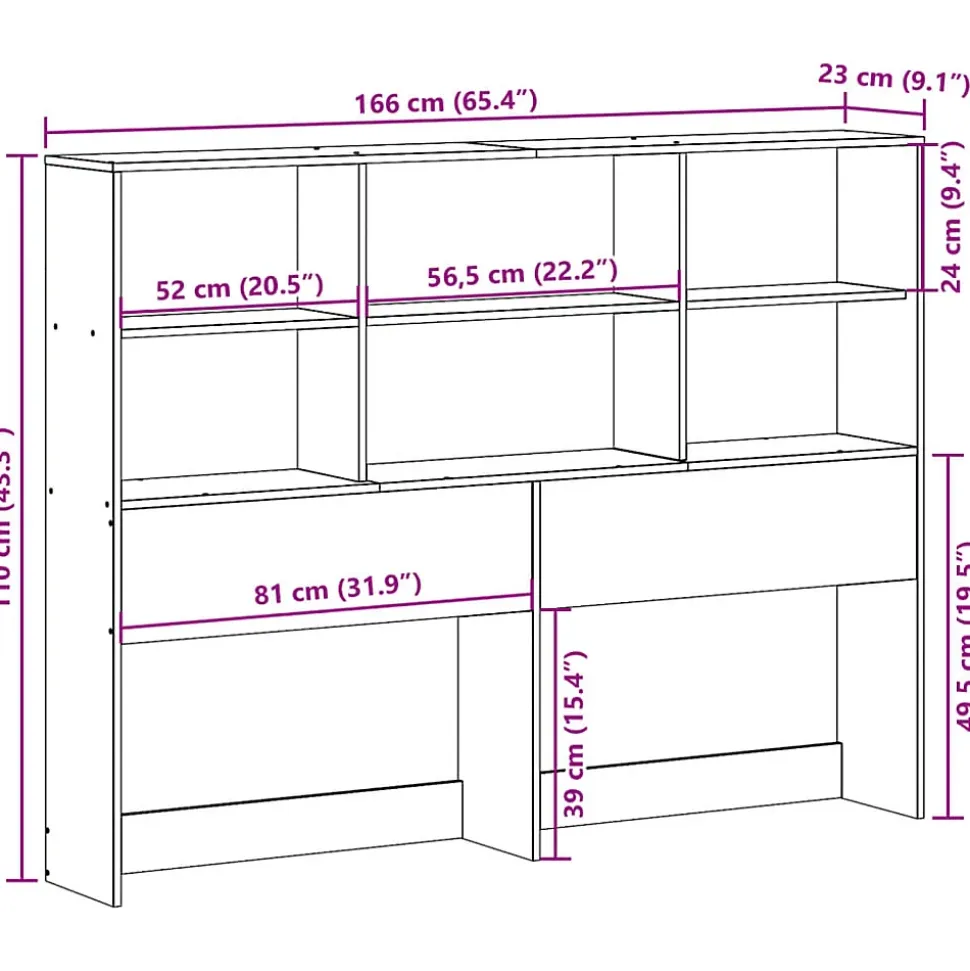 Tête de lit avec rangement cire marron 160cm bois massif de pin vidaXL