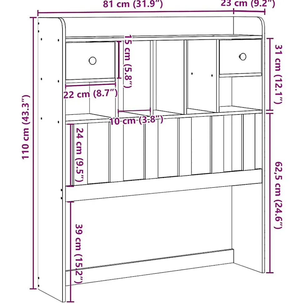 Tête de lit avec rangement 75 cm bois massif de pin vidaXL