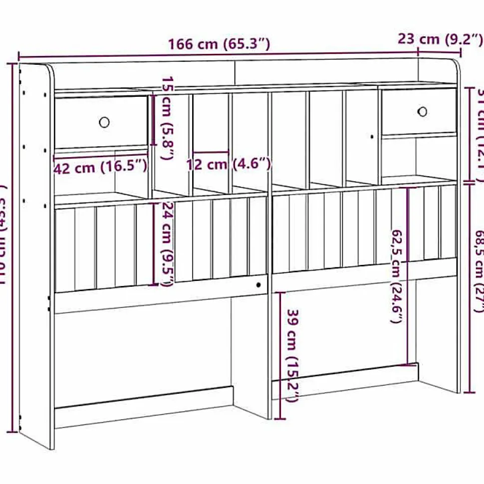 Tête de lit avec rangement 75 cm bois massif de pin vidaXL