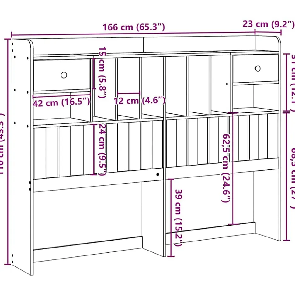 Tête de lit avec rangement blanc 160 cm bois massif de pin vidaXL