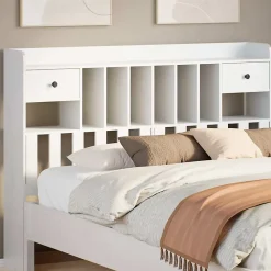 Tête de lit avec rangement blanc 160 cm bois massif de pin vidaXL