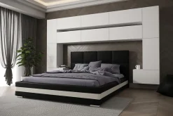 Tête de lit avec rangement Armoire - pont de lit PANAMA 7/M/W/4-1C blanc mat 300x213x35cm