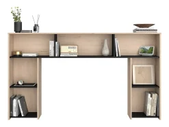 Tête de lit avec rangements 140 cm - Coloris : Naturel et noir - KINSELIA