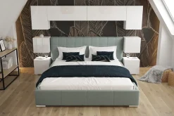 Tête de lit avec rangement Armoire - pont de lit PANAMA 13/HG/W/2-1B blanc/blanc brillant 240x182x35cm