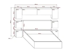 Tête de lit avec rangement Armoire - pont de lit PANAMA 13/HG/W/2-1B blanc/blanc brillant 240x182x35cm