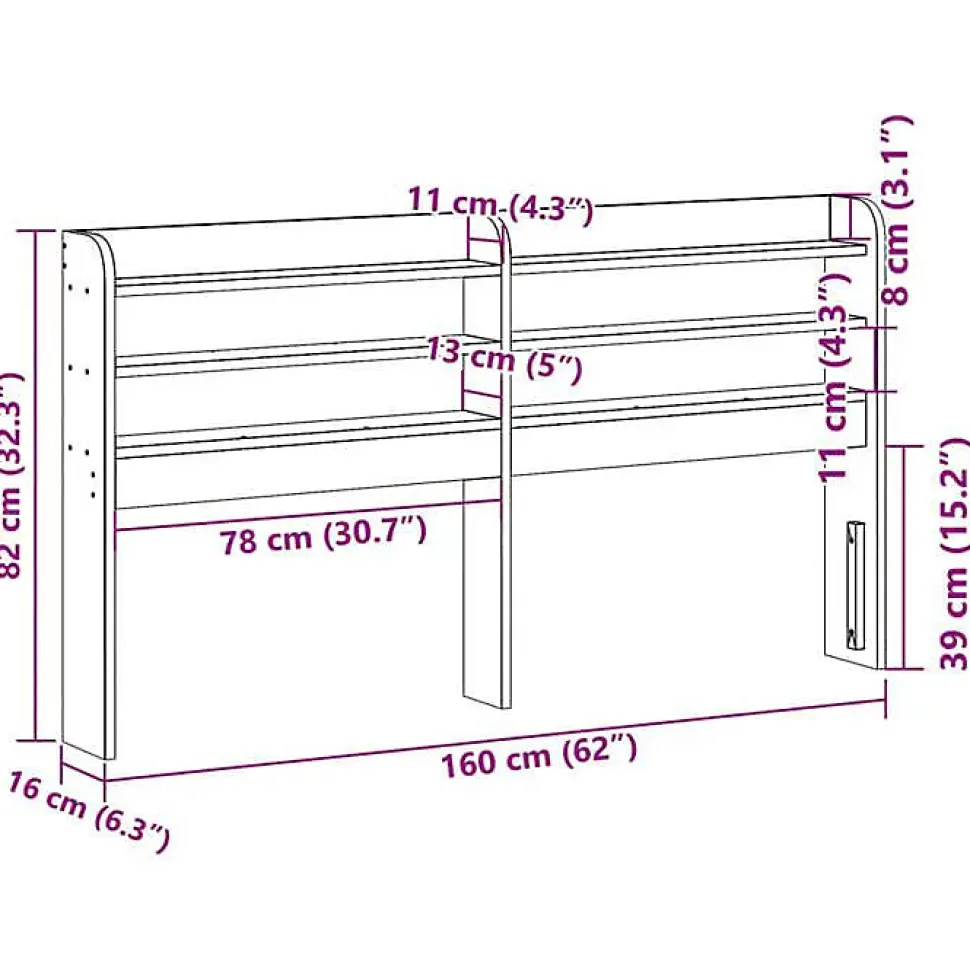Tête de lit avec étagères 150 cm bois massif de pin vidaXL