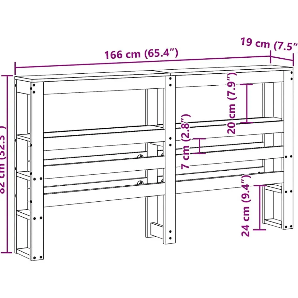 Tête de lit avec étagères blanc 160 cm bois massif de pin vidaXL