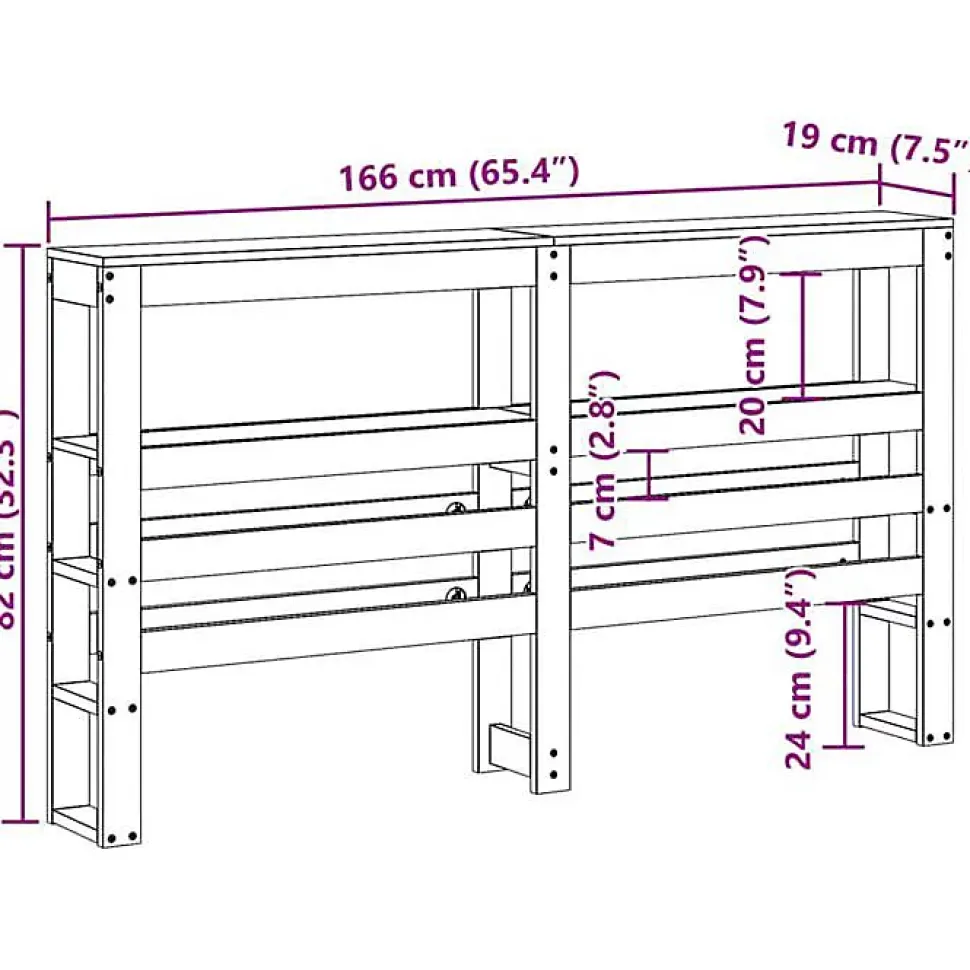 Tête de lit avec étagères blanc 160 cm bois massif de pin vidaXL