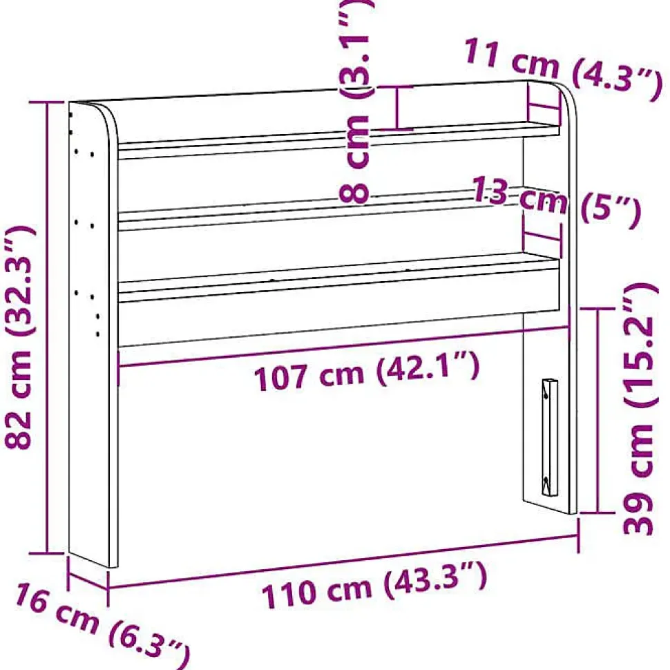 Tête de lit avec étagères blanc 100 cm bois massif de pin vidaXL