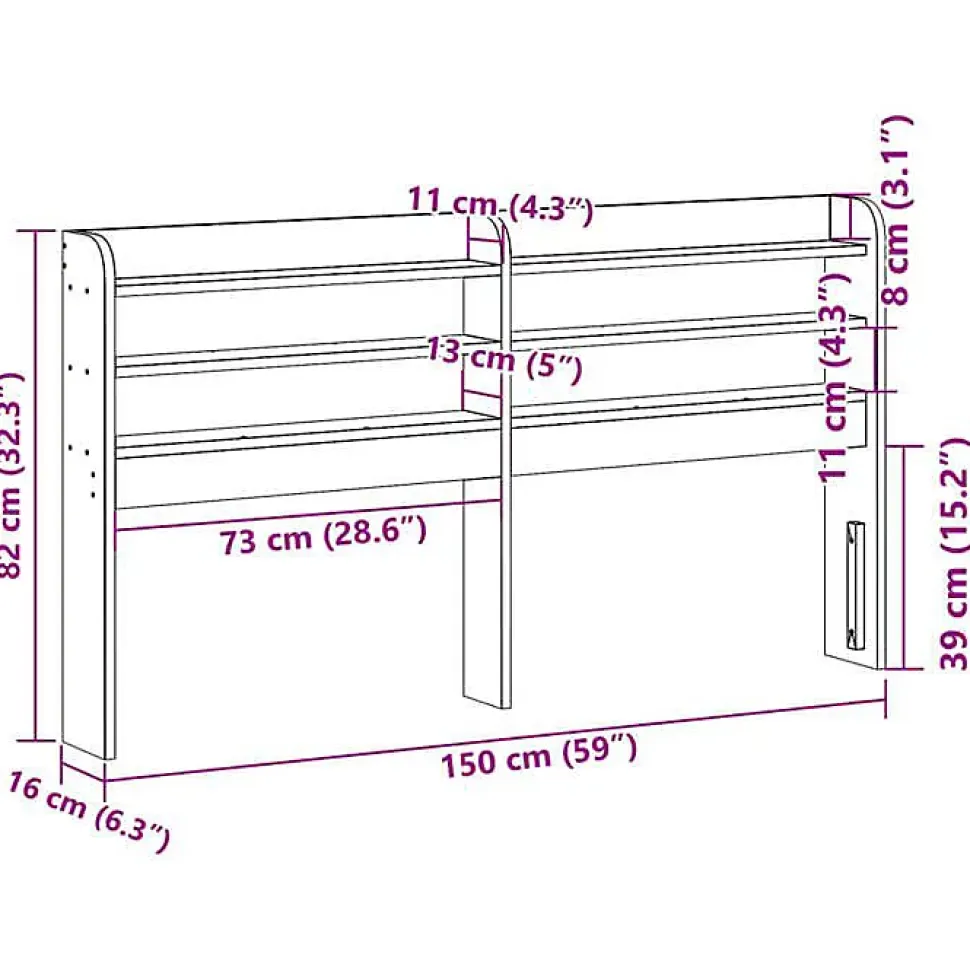 Tête de lit avec étagères blanc 140 cm bois massif de pin vidaXL