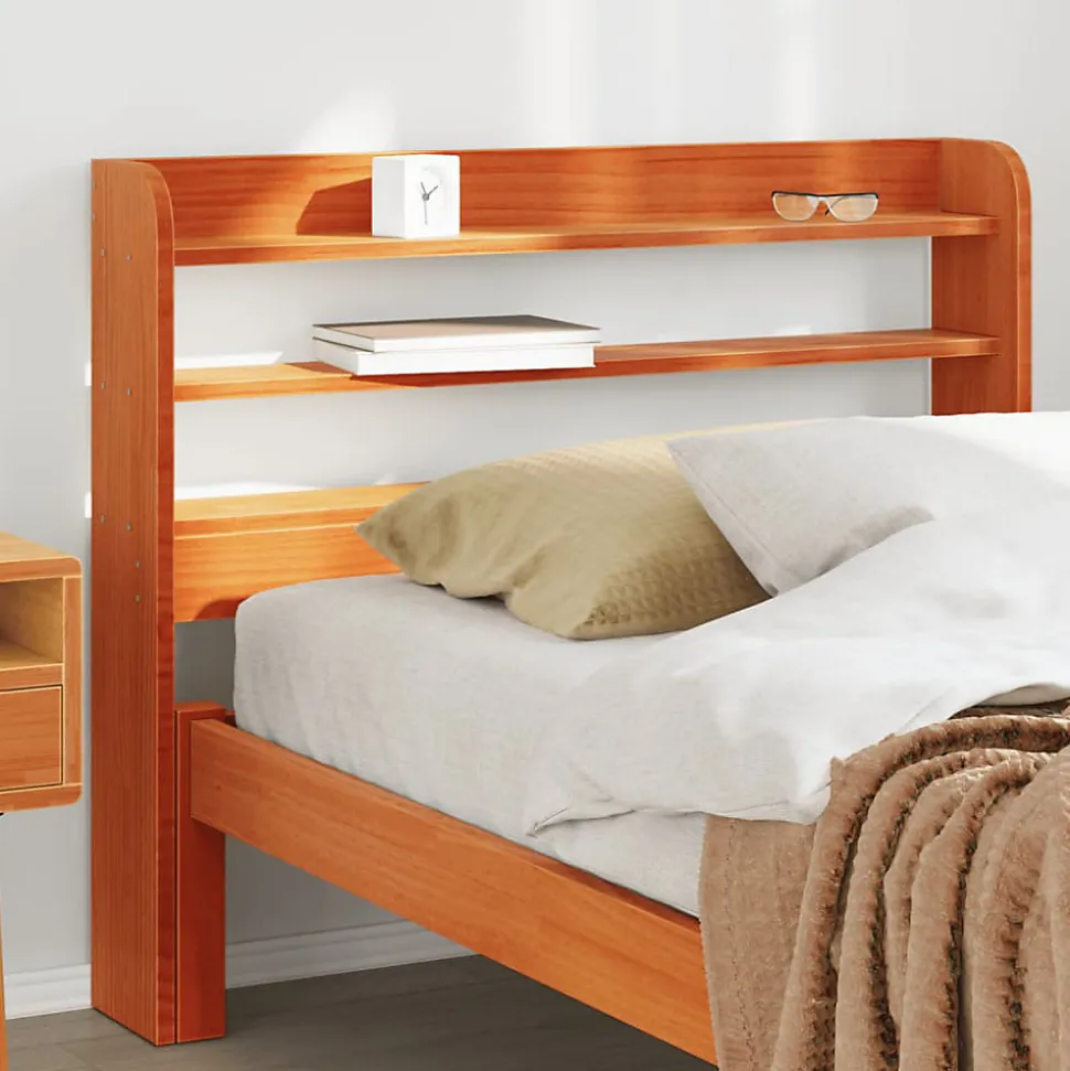 Tête de lit avec étagères marron cire 75 cm bois massif de pin vidaXL