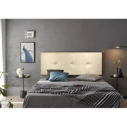 Tête de lit Cala en similicuir beige 90
