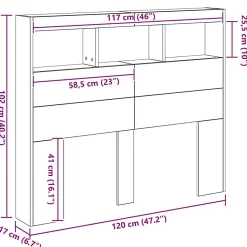 Tête de lit Chêne artisanal 120 x 17 x 102 cm Bois d'ingénierie vidaXL