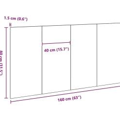 Tête de lit Chêne noir 160 x 1,5 x 80,5 cm Bois d'ingénierie vidaXL