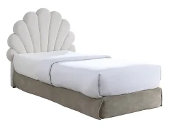 Tête de lit coquillage - 90 cm - Velours - Blanc - MOANA