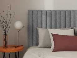 Tête de lit coutures verticales - 170 cm - Tissu - Gris- SARAH