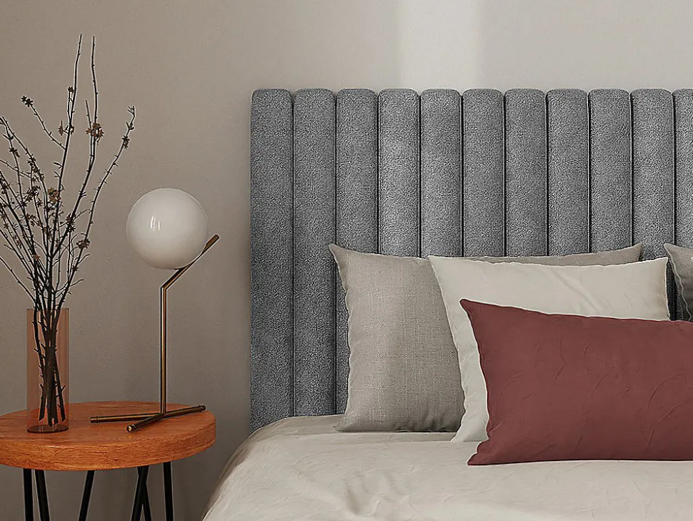 Tête de lit coutures verticales - 170 cm - Tissu - Gris- SARAH