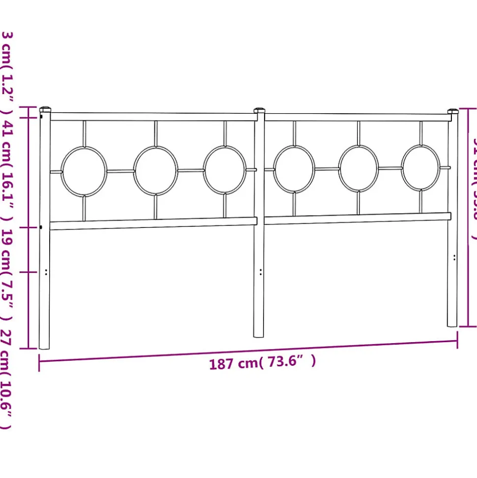 Tête de lit de remplacement métal blanc 180 cm vidaXL