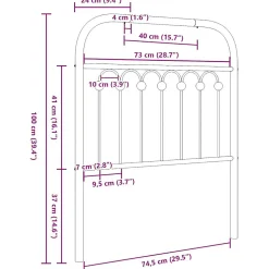 Tête de lit de remplacement métal blanc 75 cm vidaXL