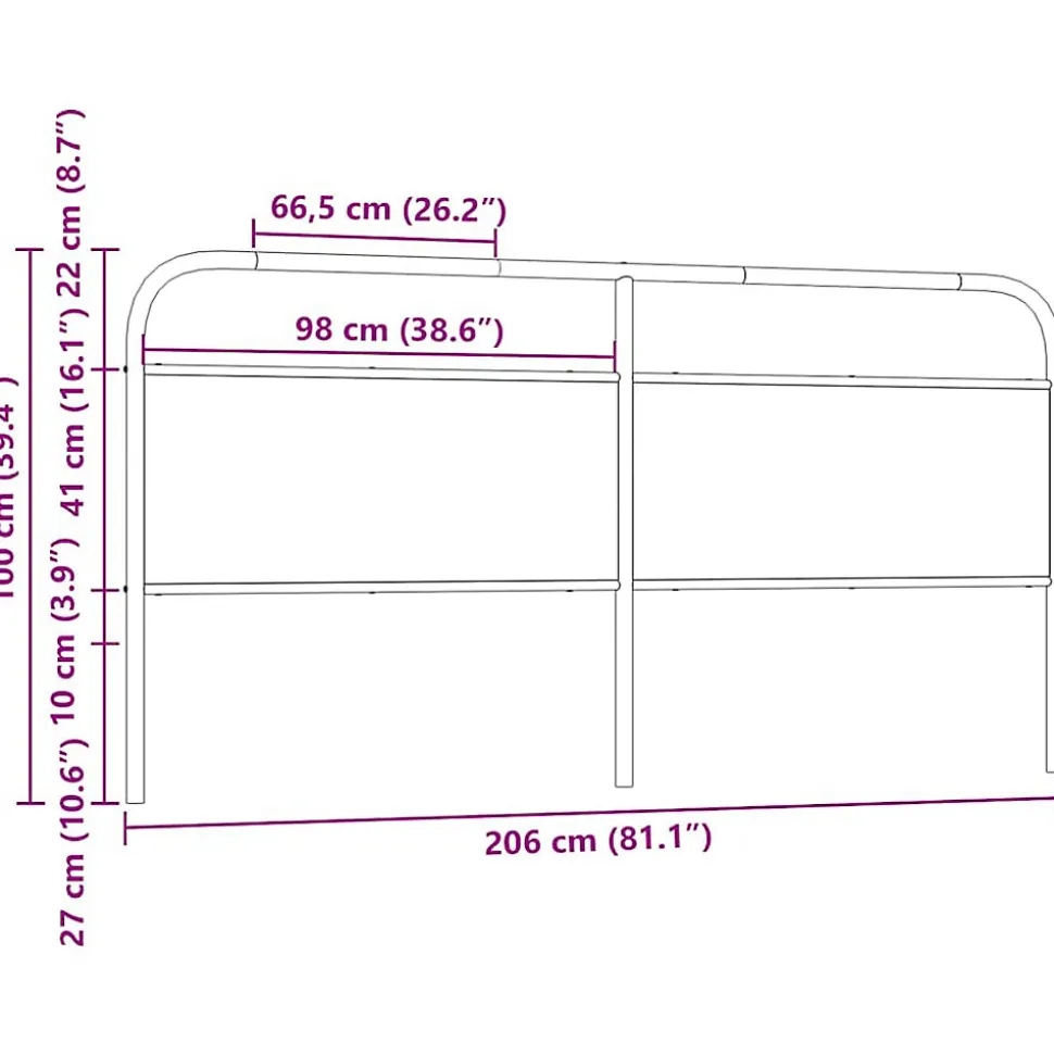 Tête de lit de remplacement chêne fumé 200 cm acier et bois d'ingénierie vidaXL
