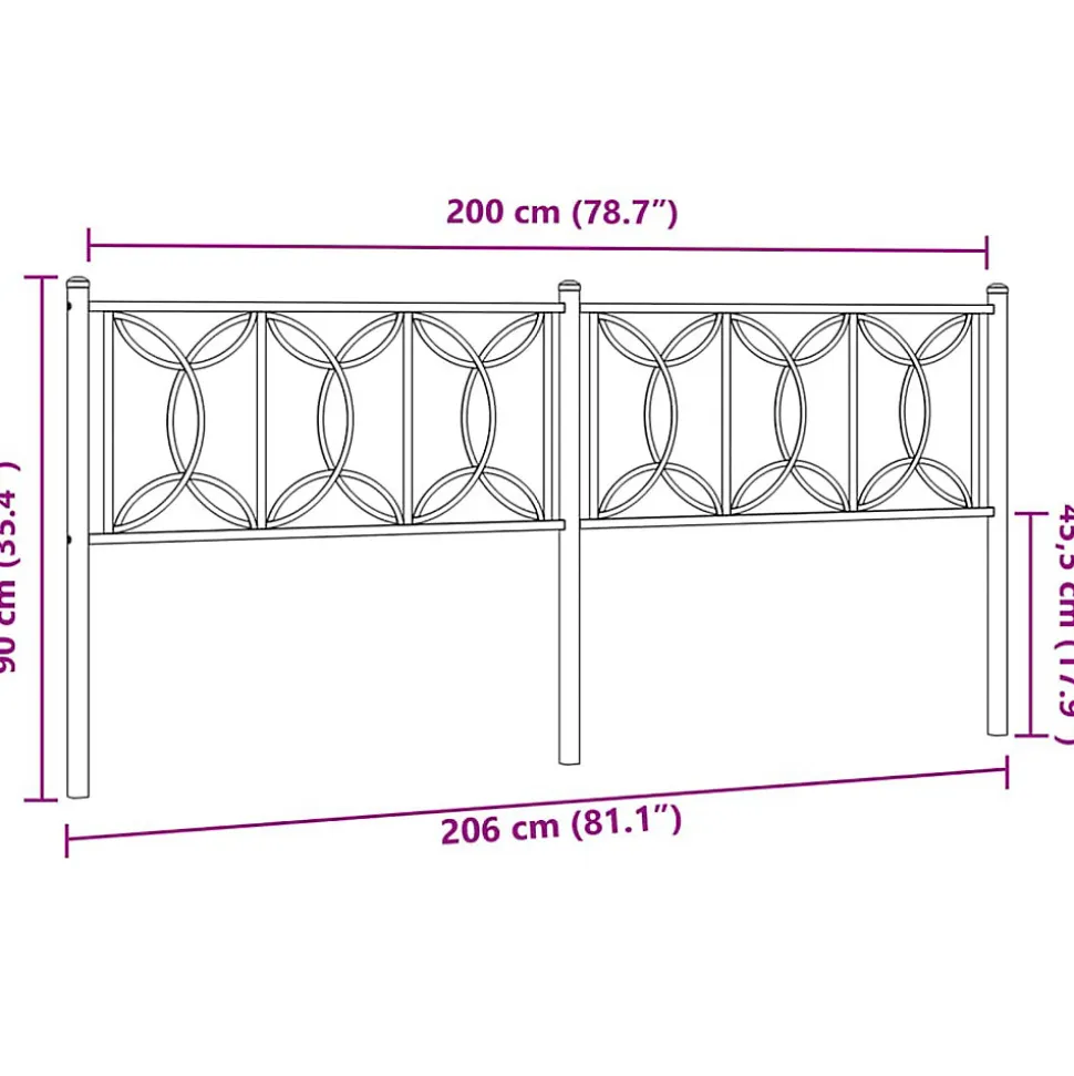 Tête de lit de remplacement métal blanc 200 cm vidaXL