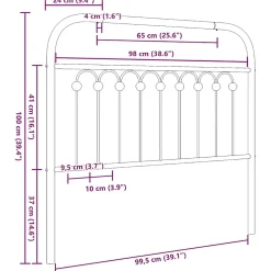 Tête de lit de remplacement métal noir 100 cm vidaXL