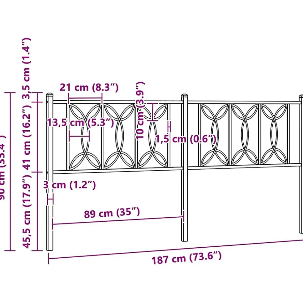 Tête de lit de remplacement métal blanc 180 cm vidaXL