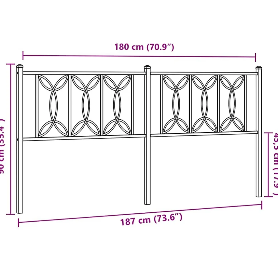 Tête de lit de remplacement métal blanc 180 cm vidaXL