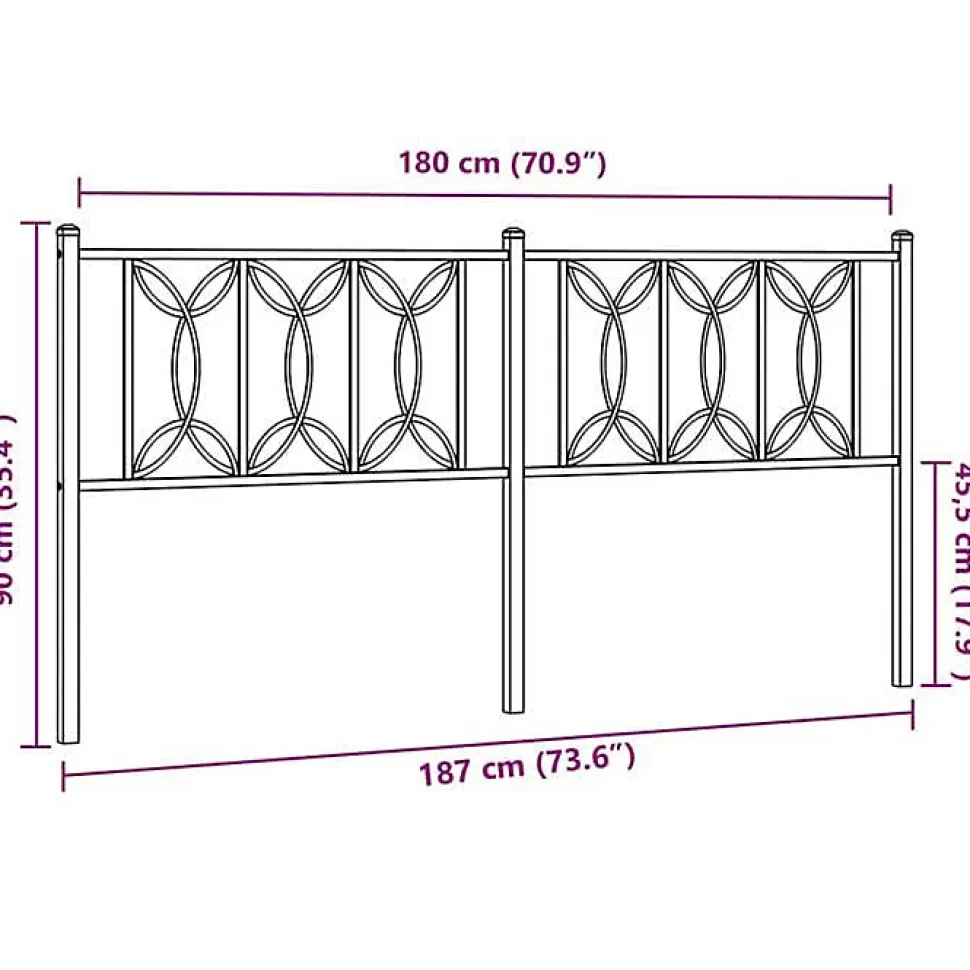 Tête de lit de remplacement métal blanc 180 cm vidaXL